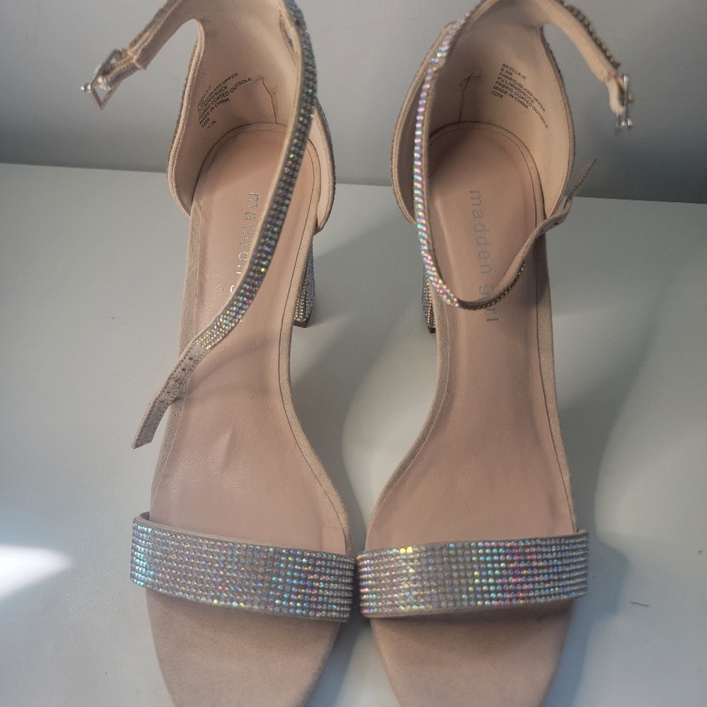 Madden Girl Womens Beella Rhinestone Ankle Strap Shoes